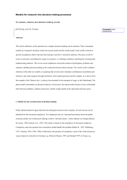 Models for research into decision