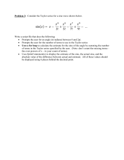 Problem 3: Consider the Taylor series for a sine wave