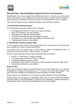 DbvisitProtect - Dbvisit Software Support Service Level Schedule