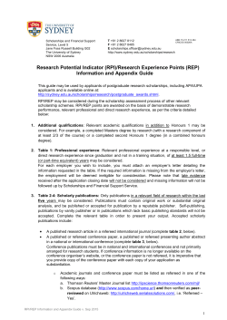 (RPI)/Research Experience Points (REP)
