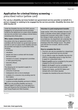 Application for criminal history screening prescribed notice yellow card