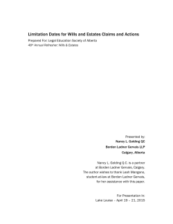 Limitation Dates for Wills and Estates Claims and Actions