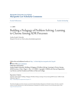 Building a Pedagogy of Problem-Solving: Learning to Choose