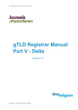 gTLD Registrar Manual - Part V Delta v1.0