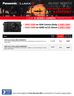 Panasonic Rebates - Bergen County Camera