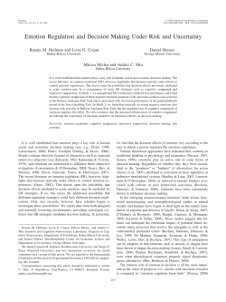 Emotion Regulation and Decision Making Under Risk and Uncertainty