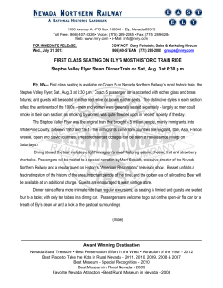 for immediate release - Nevada Northern Railway Museum