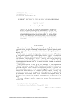 ENDOMORPHISMS Introduction The notion of entropy plays an