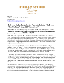 Hollywood Casino Toledo Invites Players to Take the &ldquo;Hollywood