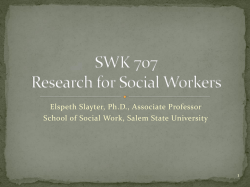 SWK 855 Designing Social Work Research
