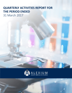 Quarterly Activities Report for the Period Ended 31 March 2017