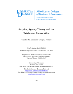 Surplus, Agency Theory and the Hobbesian Corporation