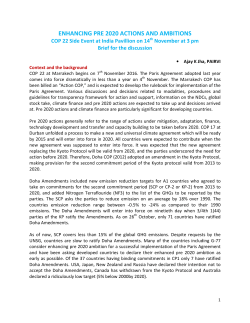 enhancing pre 2020 actions and ambitions
