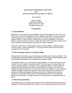 MATHCAD`S PROGRAM FUNCTION and APPLICATION IN
