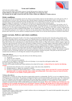 Order conditions. Goods warranty, Delivery and return conditions.