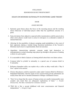 essays on bounded rationality in epistemic game theory