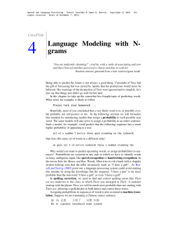Language Modeling with N- grams