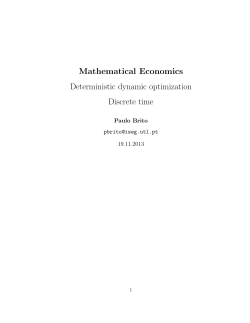 Mathematical Economics Deterministic dynamic optimization