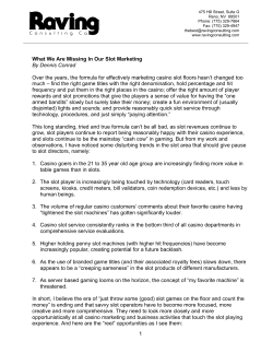 1 What We Are Missing In Our Slot Marketing By