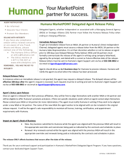 Humana MarketPOINT Delegated Agent Release Policy