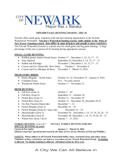 Newark offers small game, migratory bird and deer hunting