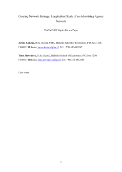 Creating a Network Strategy: A Longitudinal Case Study of a