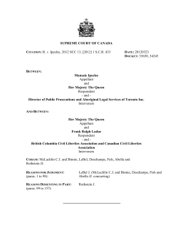 SUPREME COURT OF CANADA Citation: R. v. Ipeelee, 2012 SCC