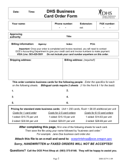 DHS Business Card Order Form 0279 7/08