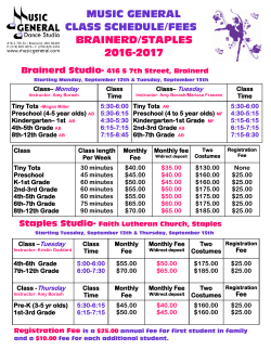 MUSIC GENERAL CLASS SCHEDULE/FEES BRAINERD/STAPLES
