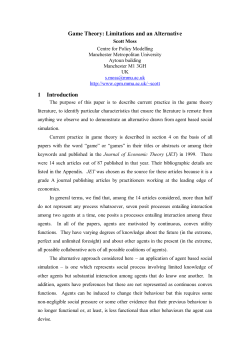 Game Theory - Centre for Policy Modelling