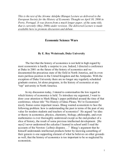Economic Science Wars - The European Society for the History of