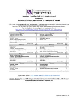 Sample 4 Year Plan (Fall 2015 Requirements) Economics Bachelor