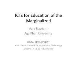 ICTs for Educa^on of the Marginalized