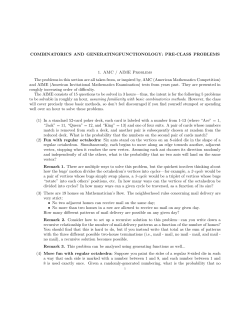 COMBINATORICS AND GENERATINGFUNCTIONOLOGY: PRE