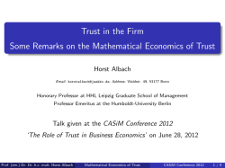 Some Remarks on the Mathematical Economics of Trust