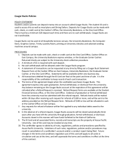 Cougar Bucks Policies - Azusa