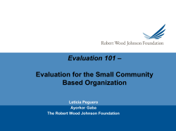 Evaluation 101 - Center for Health and Health in Schools