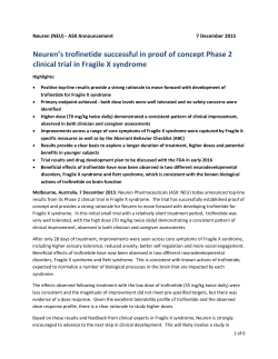 Neuren`s trofinetide successful in proof of concept Phase 2 clinical