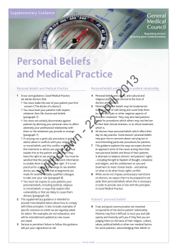GMC guidance: Personal Beliefs and Medical Practice (March 2008