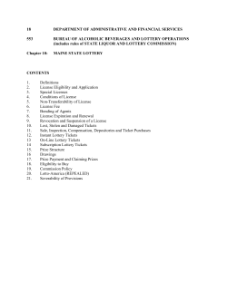 proposed rules - Maine State Lottery