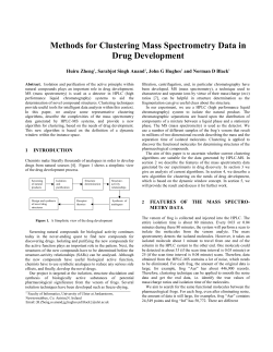 Clustering Mass Spectrographic Data in Drug Discovery Based on
