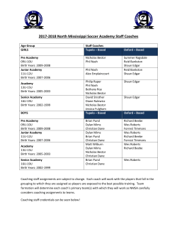 2017-2018 North Mississippi Soccer Academy Staff Coaches