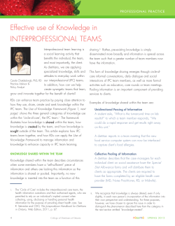 Effective use of Knowledge in INTERPROFESSIONAL TEAMS