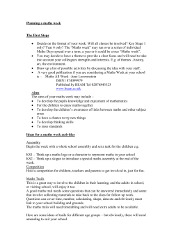 Planning a maths week