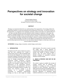 Perspectives on strategy and innovation for societal change