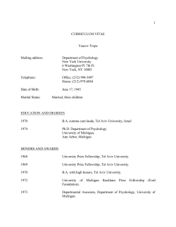 1 CURRICULUM VITAE Yaacov Trope Mailing