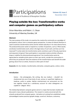 Playing outside the box: Transformative works and computer games
