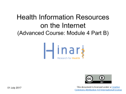 Health Information on the Internet (module 1.3)