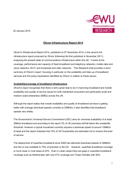 Brief on Ofcom Infrastructure Report 2014, January 2015