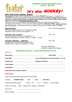 Let`s play HOCKEY - Mount Tarcoola Primary School